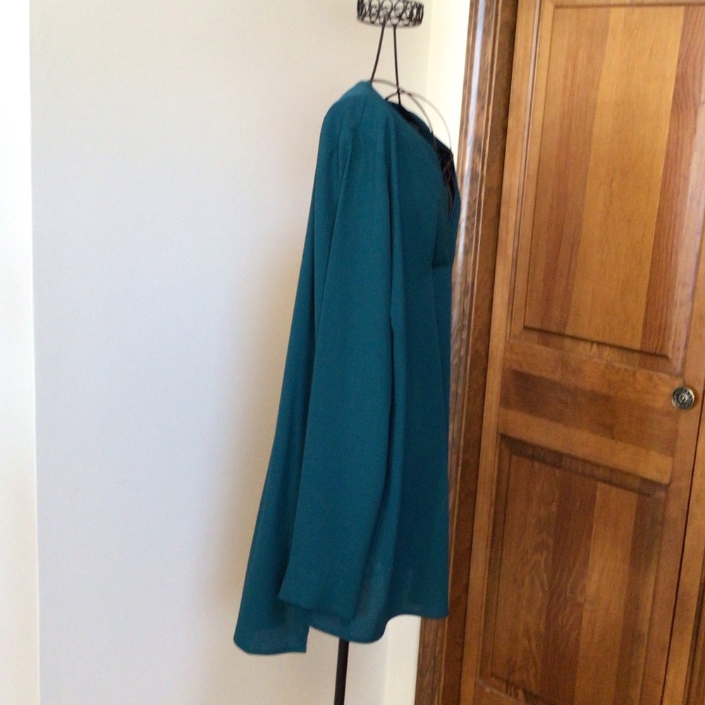 Evri X2 1 Emerald Green and 1 black/White Stripe long sleeve blouse size 0X - Picture 5 of 11